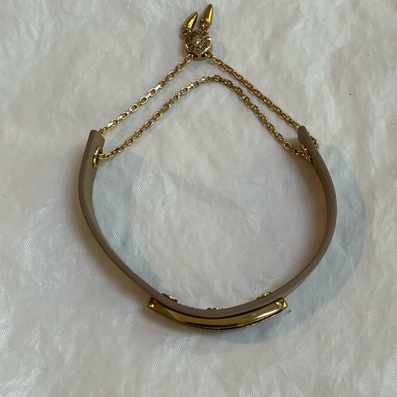 ADORE Crystal and Leather Slide Bracelet Beige & Black - Picture 7 of 8